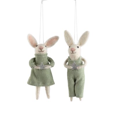Ornement souris (1) -  Lapin &amp; étoile argentée