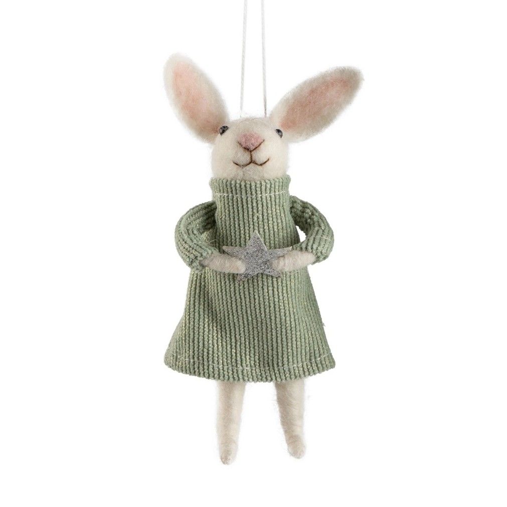 Ornement souris (1) -  Lapin &amp; étoile argentée, Modèle: Robe