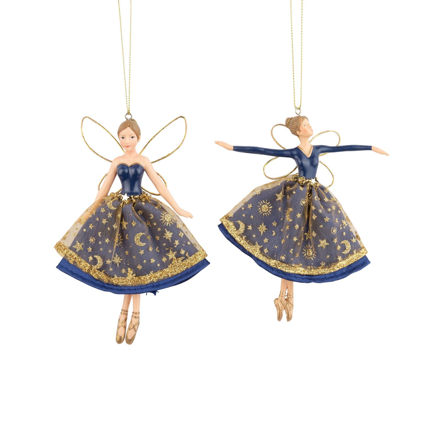 Ornement 5'' (1) - Fée céleste &amp; robe bleu doré