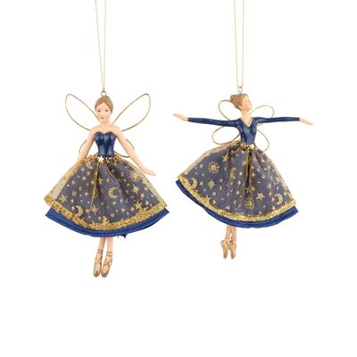 Ornement 5'' (1) - Fée céleste &amp; robe bleu doré