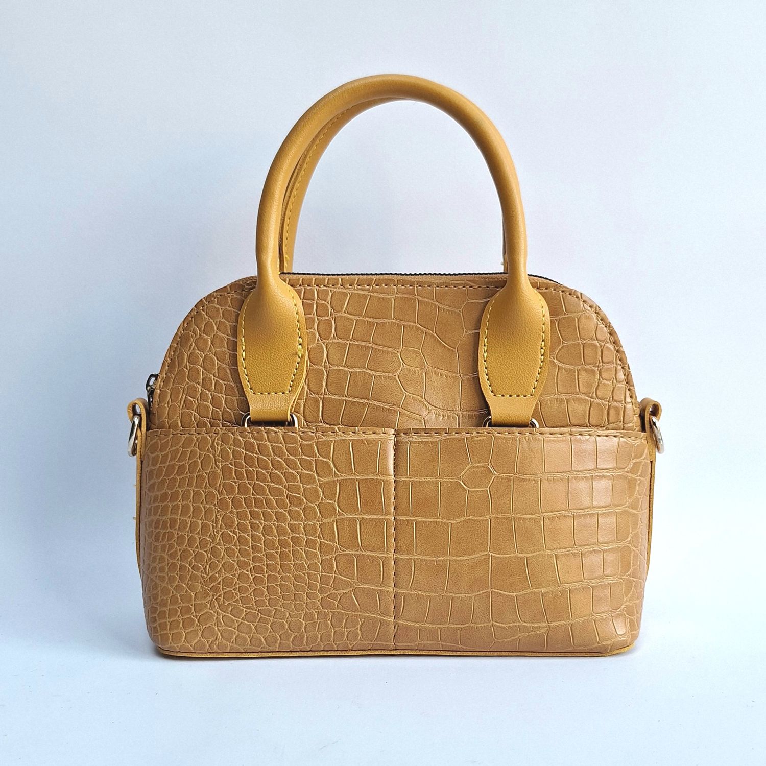 Handtas/crossbody in oker croco