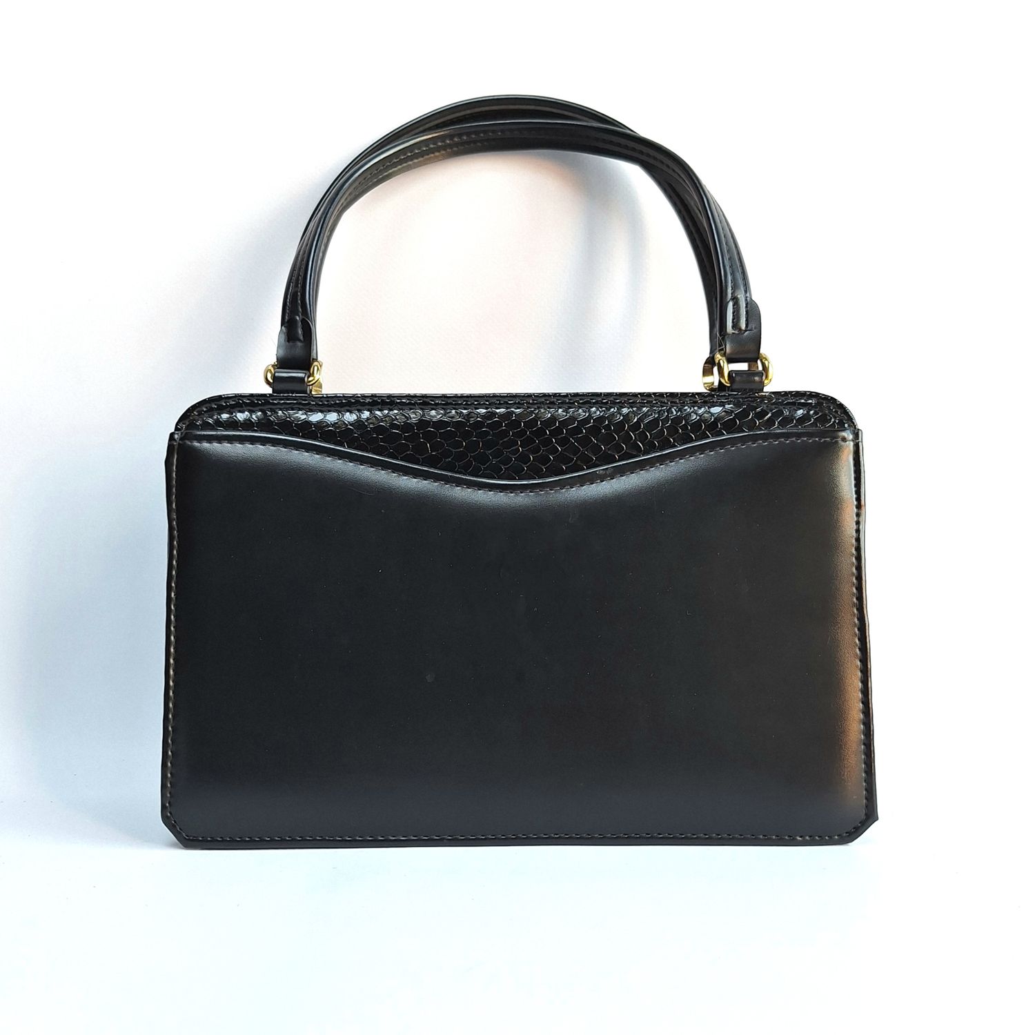 Vintage handtas zwart met snake-accent