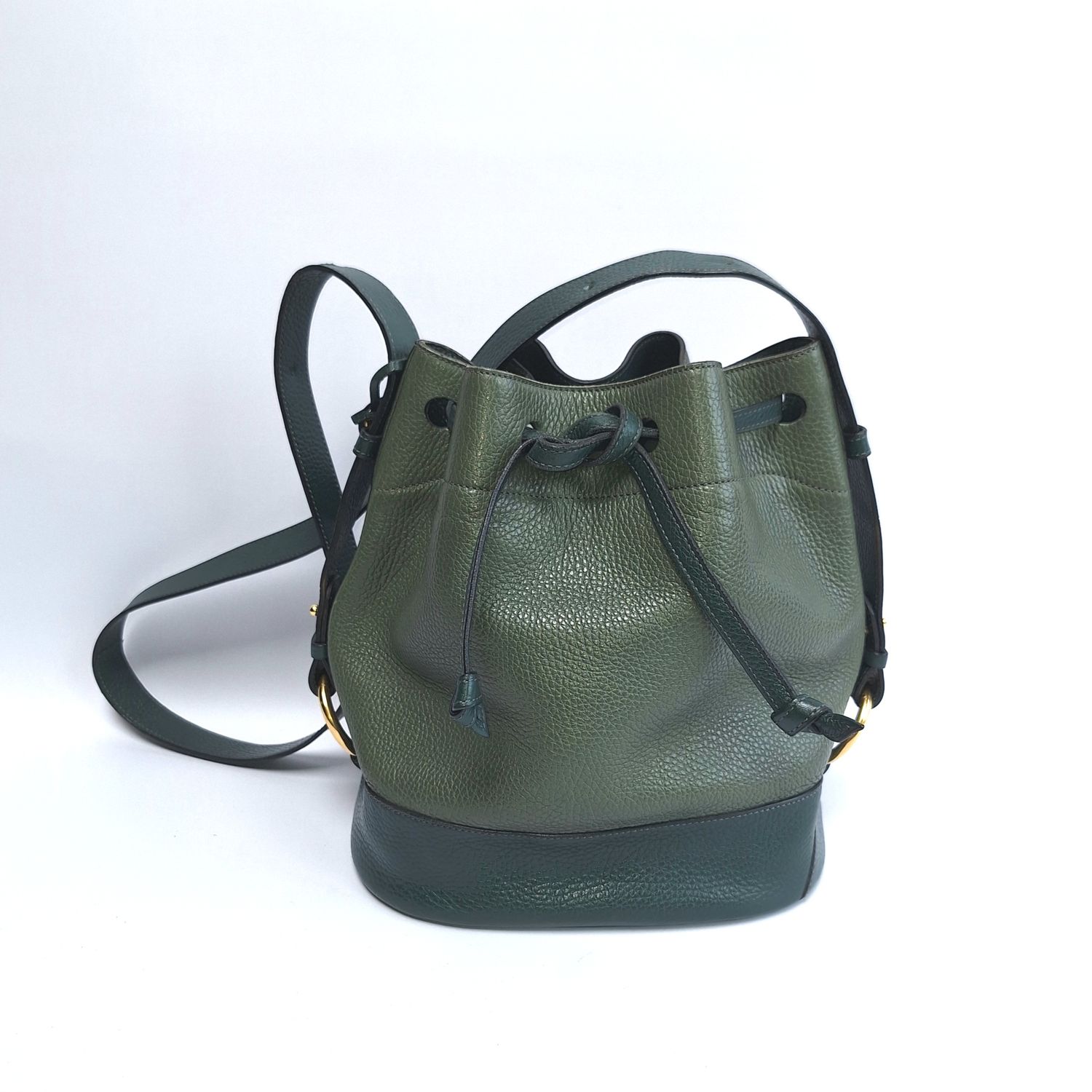DELVAUX Bucketbag kaki/donkergroen