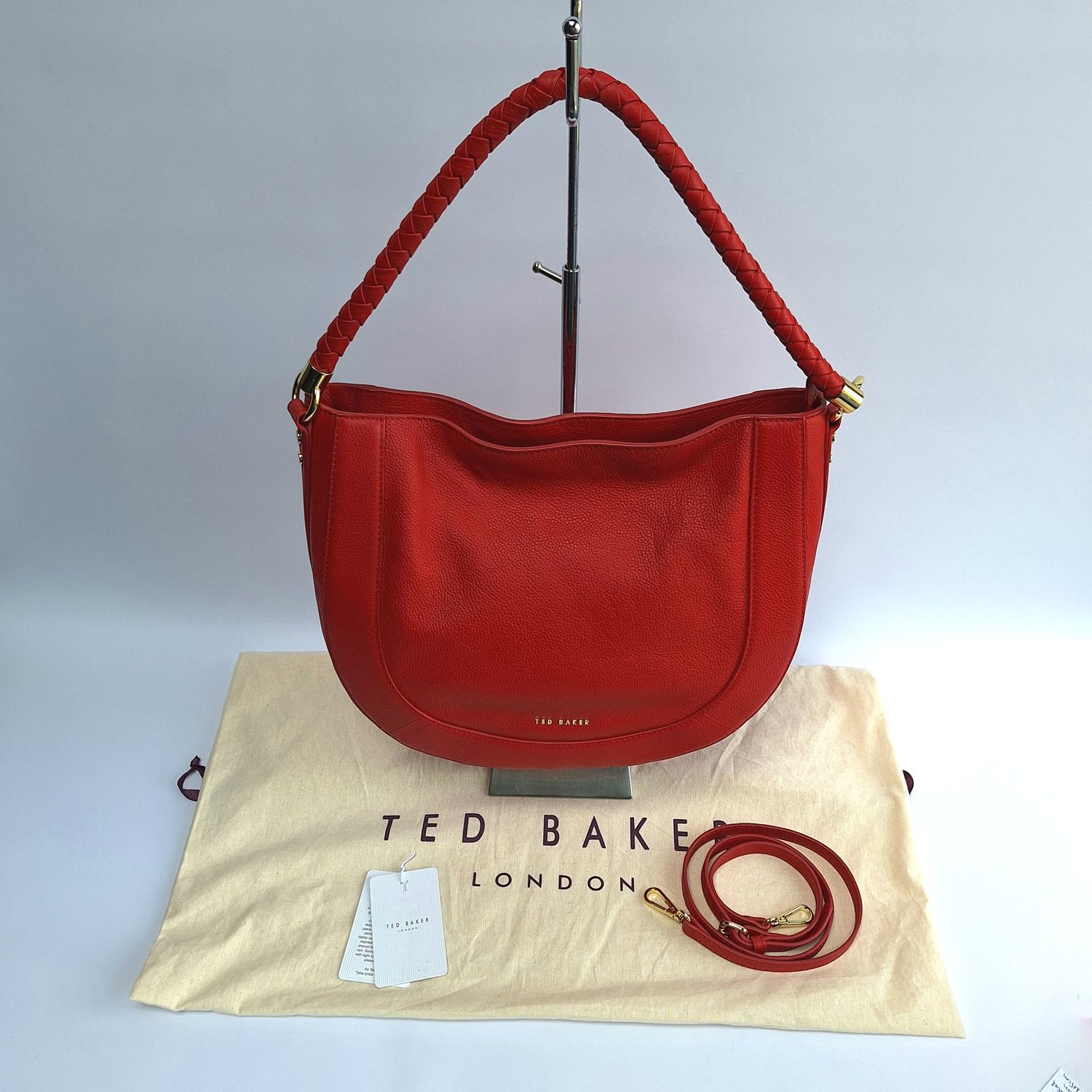 TED BAKER rode lederen handtas/crossbody
