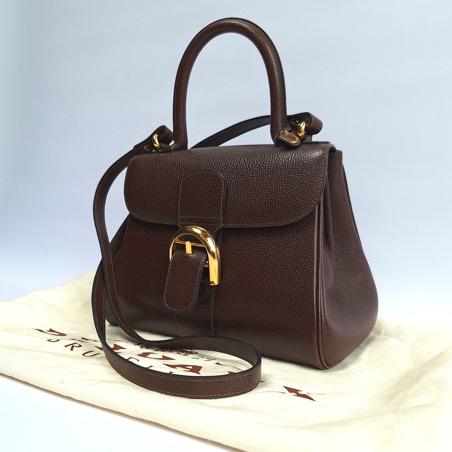 DELVAUX Brillant PM donkerbruin met riem