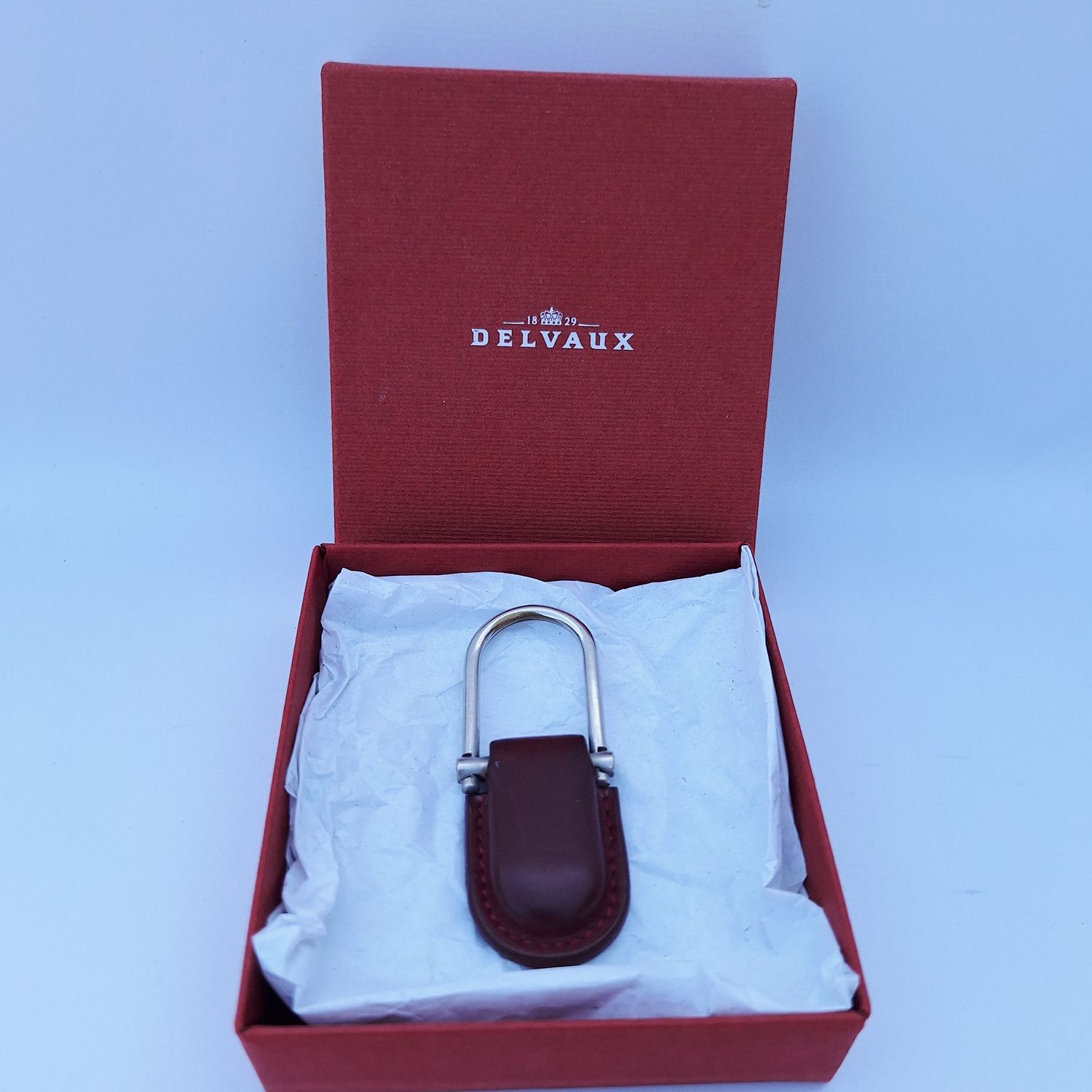 Delvaux wijnrode sleutelhanger