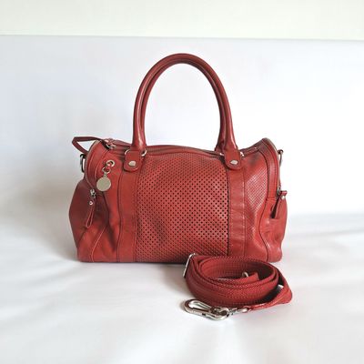 TOMMY HILFIGER rode lederen handtas