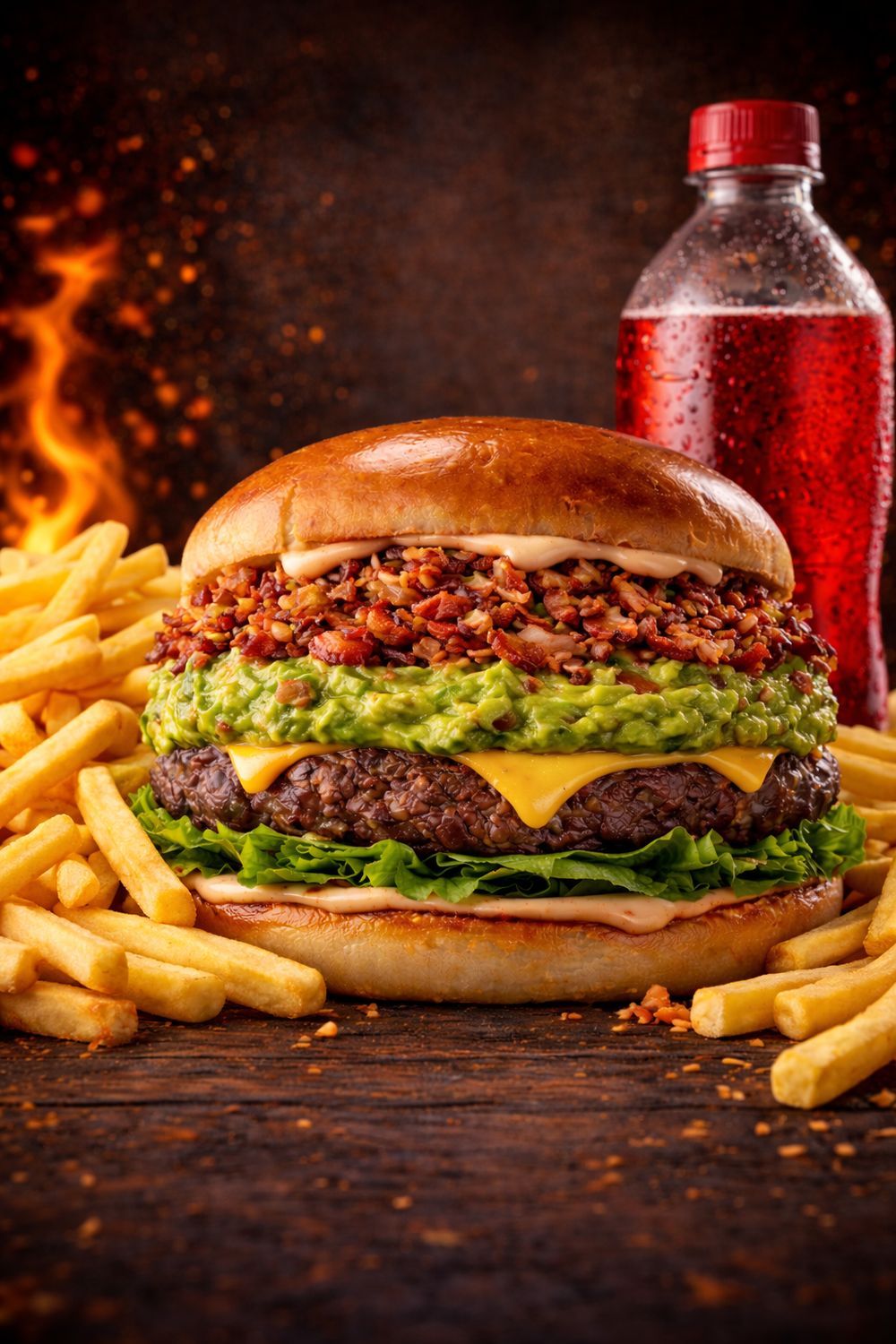 COMBO 3 HAMBURGUESA ANGUS GUACAMOLE ARTESANAL (Incluye papas y refresco natural)