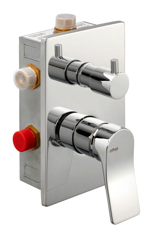 EFFEPI BITTER - MISCELATORE MONOCOMANDO DOCCIA INCASSO DUE USCITE CON DEVIATORE E UNI-BOX