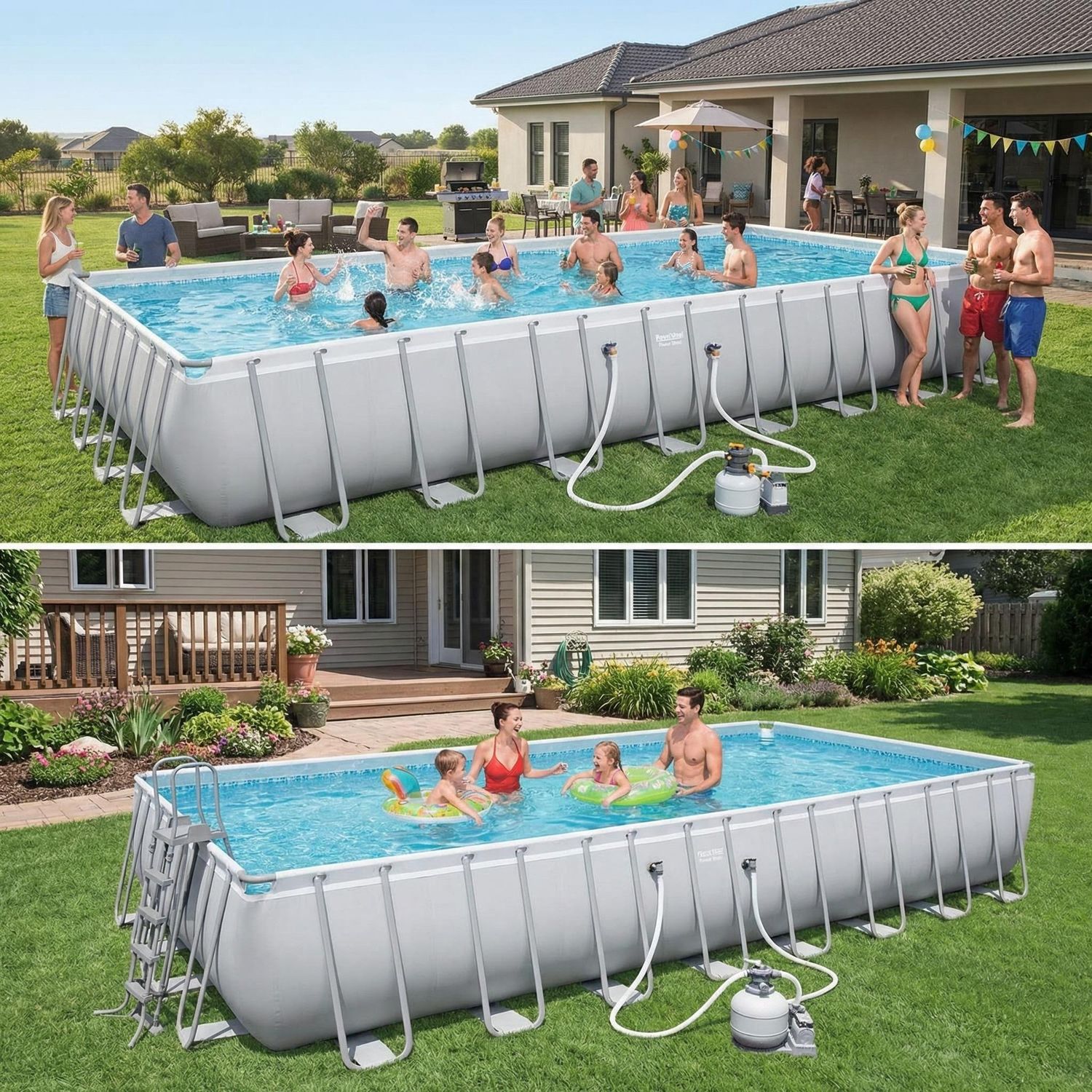 Power Steel Swimming Pool Set – 31.4ft x 16ft x 52in Backyard Oasis