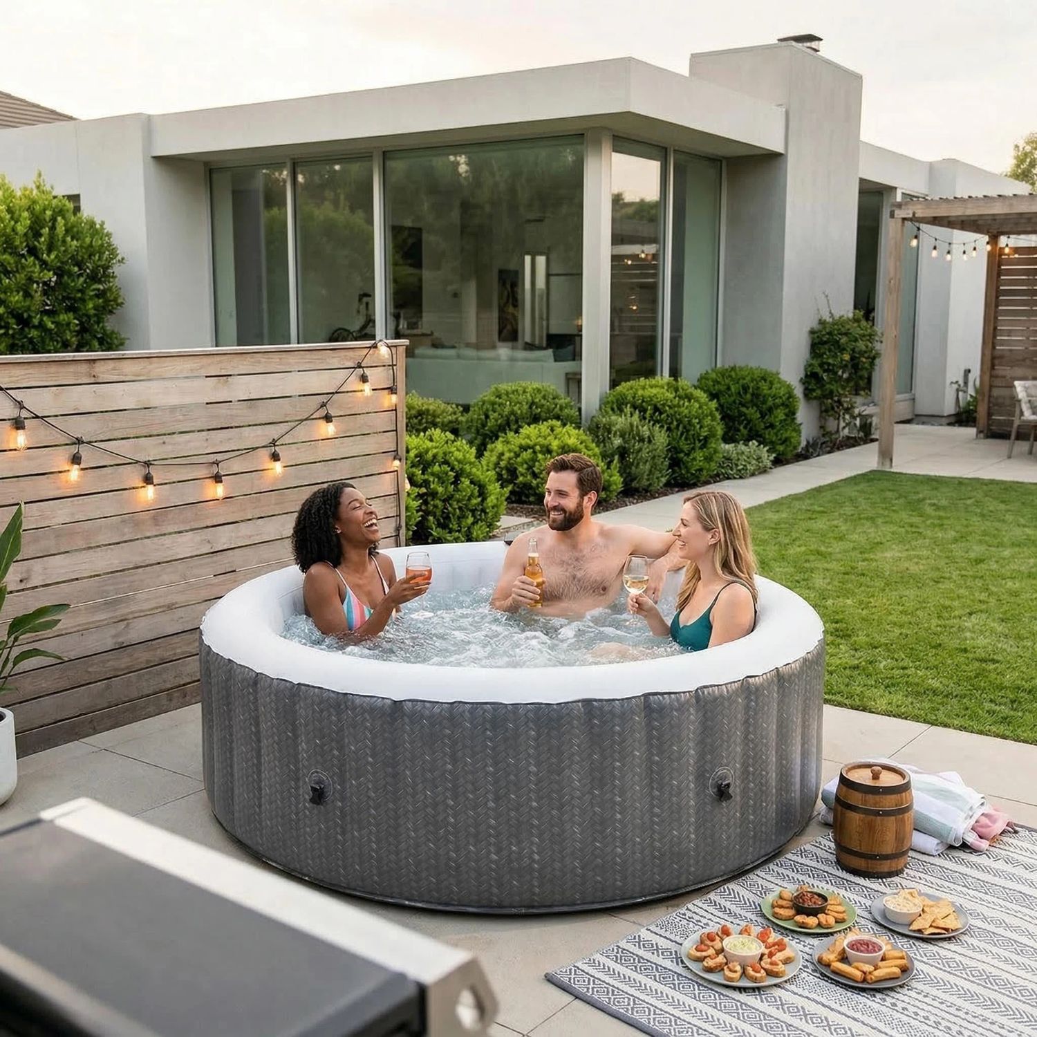 The Backyard Oasis Ottoman Hot Tub
