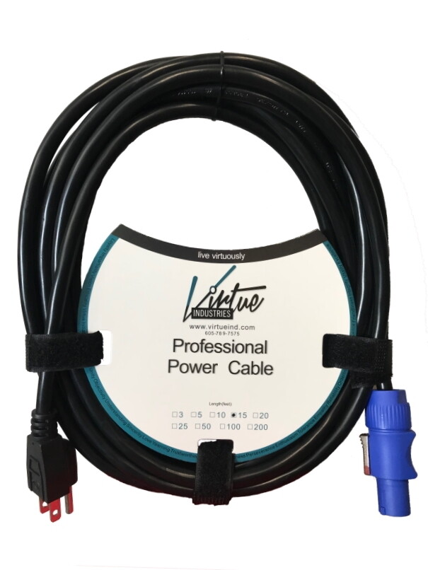 Edison (Male) Power Cable 15ft - 15-Pack