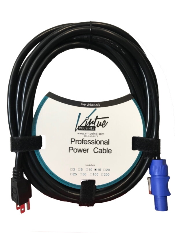 Virtue Industries to Power Cable 25 Foot Professional Compatible Edison Male 
