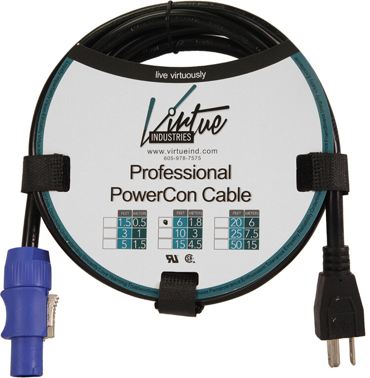 Edison (Male) to Neutrik powerCON® Cable 15ft