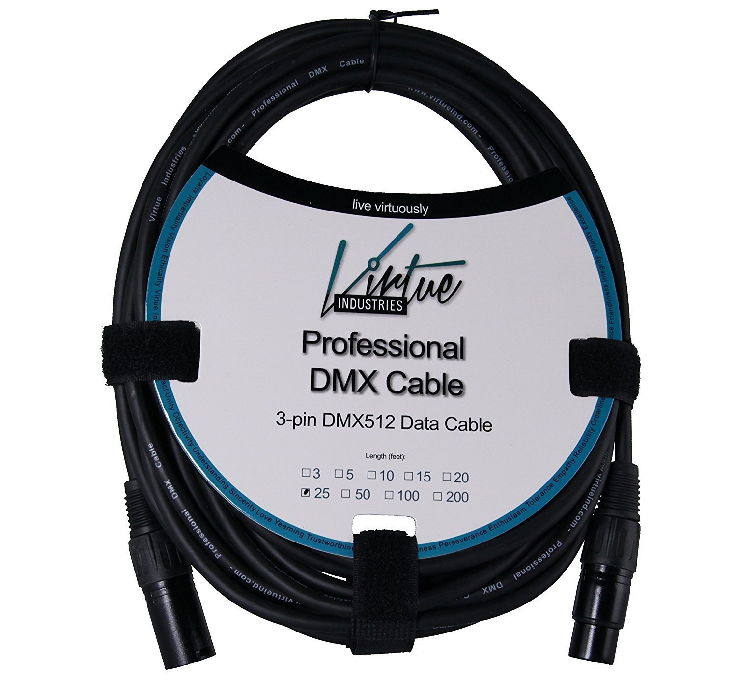 25 Foot Professional DMX Cable | 50-Pack