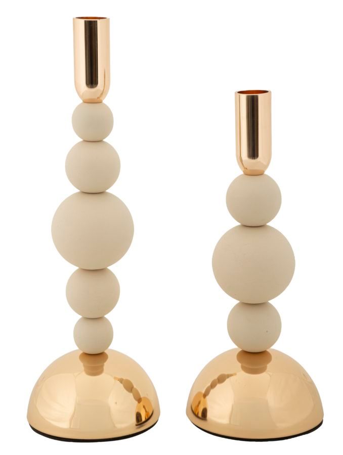 PORTACANDELE BOLLY CREMA SET 2 PZ CM Ø 10X24-10X29,5