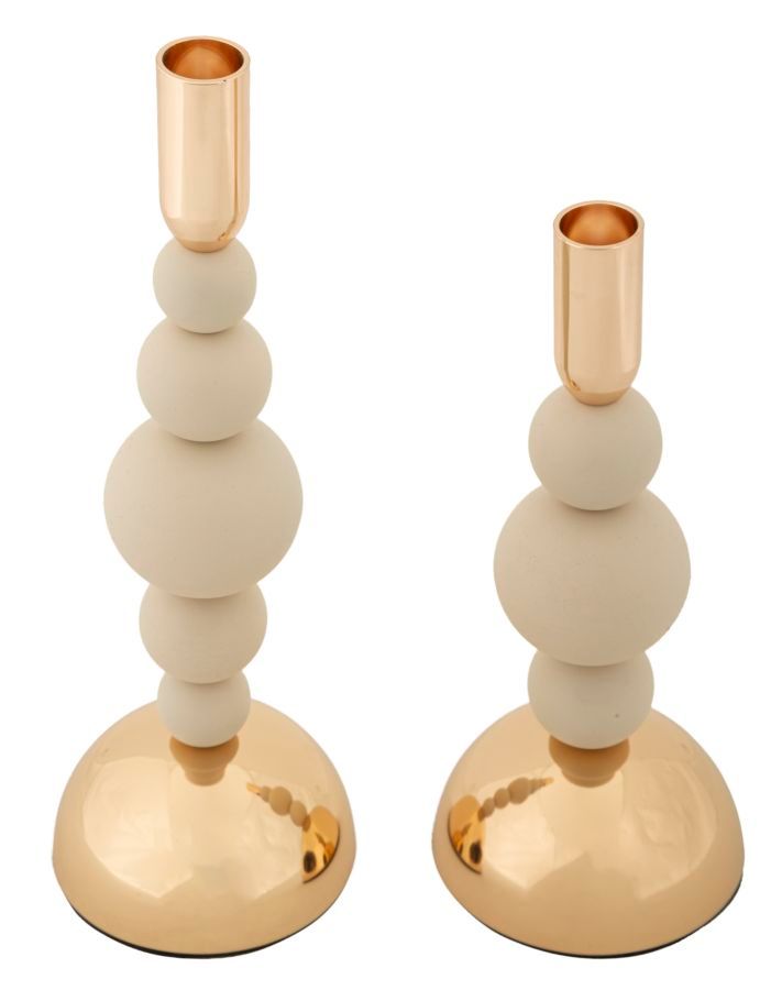 PORTACANDELE BOLLY CREMA SET 2 PZ CM Ø 10X24-10X29,5