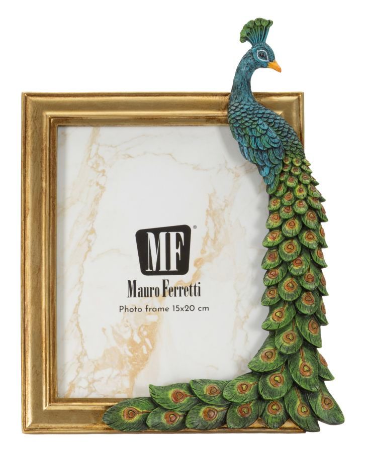 CORNICE CON PAVONE IN STILE ECLETTICO CM 22X2,8X29,2 (MISURA INTERNA CM 15X20)