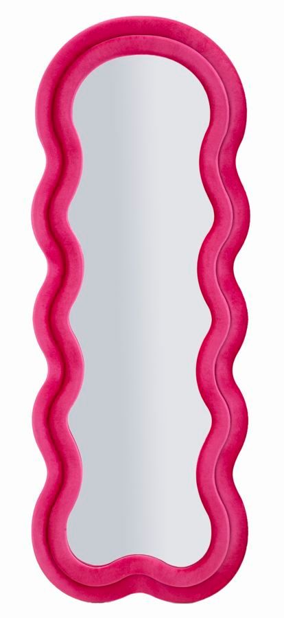 SPECCHIO DA MURO MIKI VELLUTO FUXIA CM 60X4X160 (MISURA SPECCHIO CM 39X135)