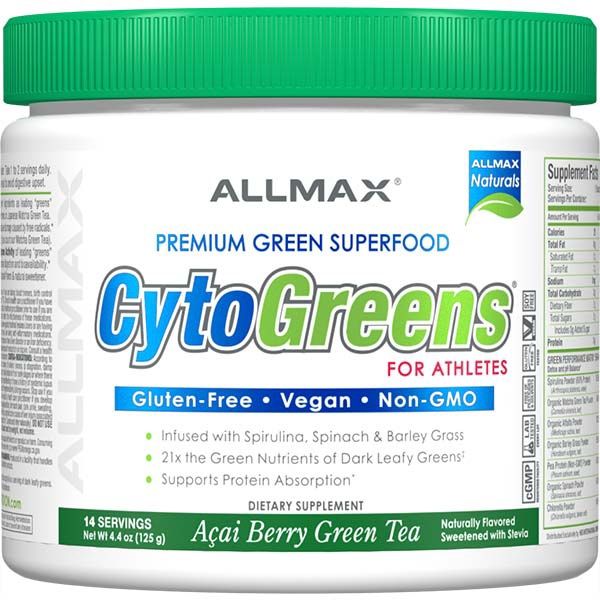 ALLMAX CytoGreens 125g Vegan Acai Berry Green Tea Powder