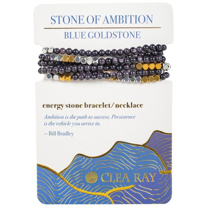 Beaded Wrap Bracelet &amp; Necklace, Style: Blue Goldstone