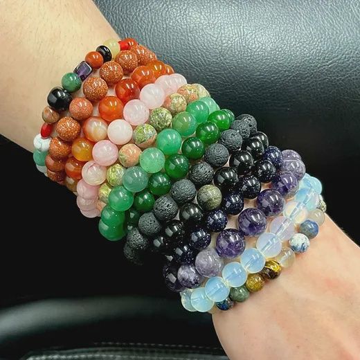 Energy Beaded Bracelets in Various Sizes and Stones, Style: 8mm