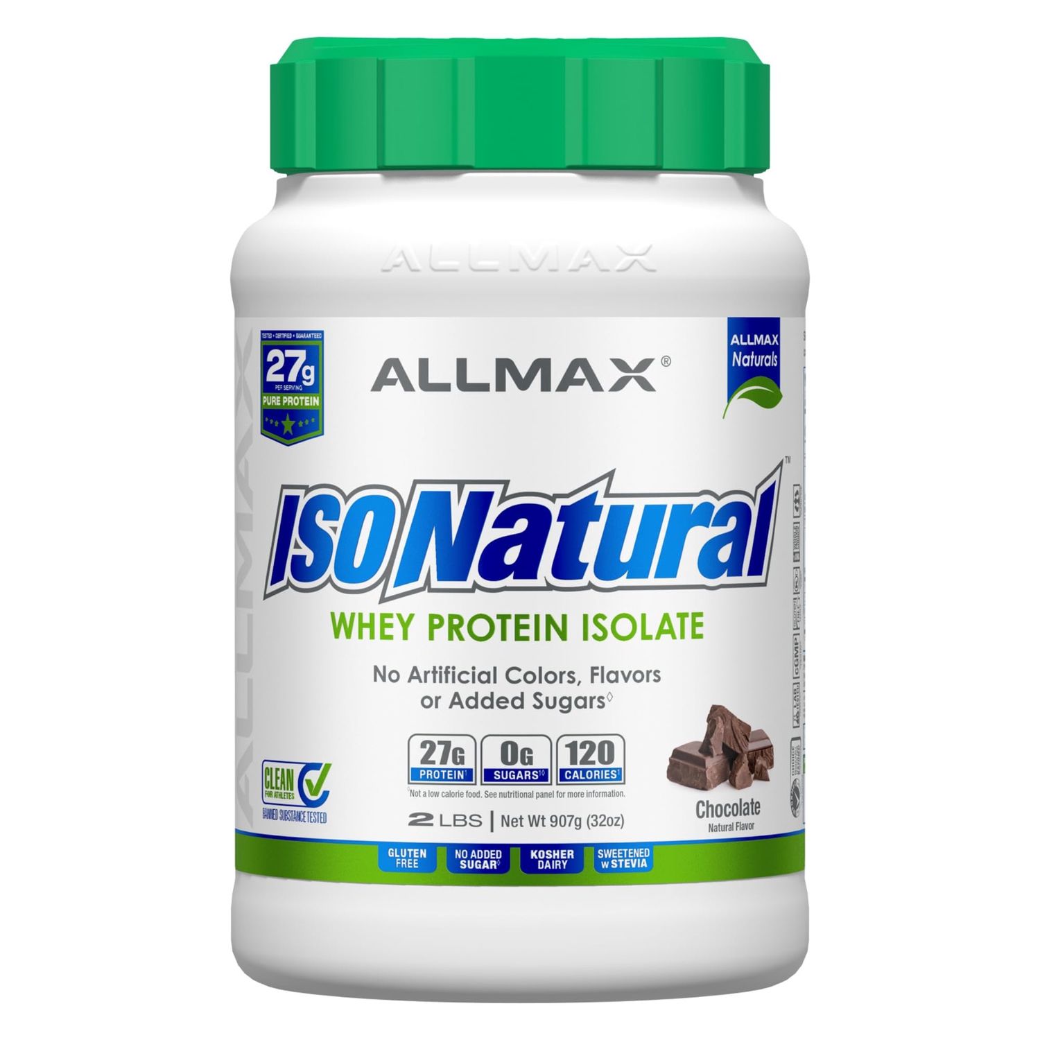 ALLMAX IsoNatural 2lbs Whey Protein Powder Isolate 2 Flavors, Flavor: Chocolate