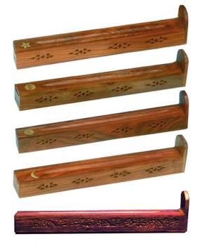 Wood Incense Burner Boat, Design: Star