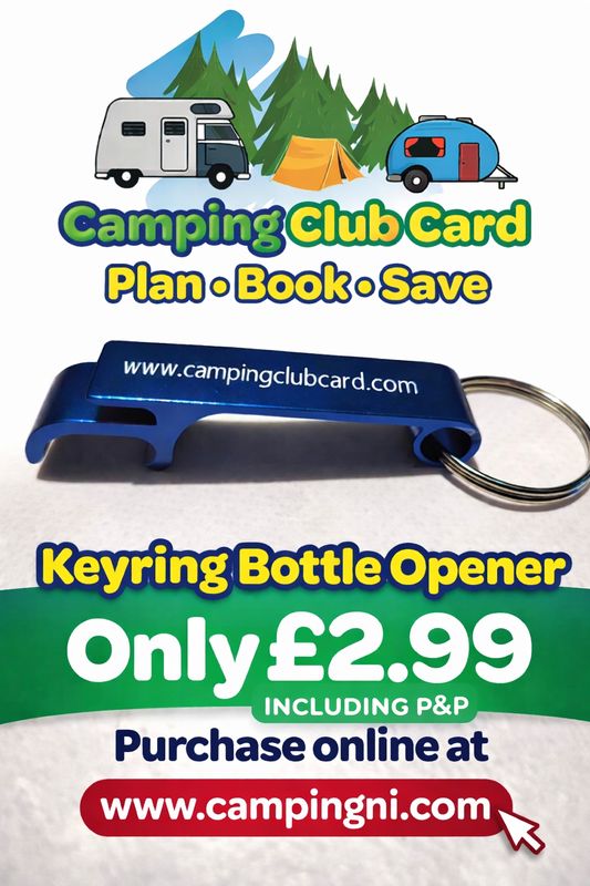 CampingNI branded keyring bottle opener