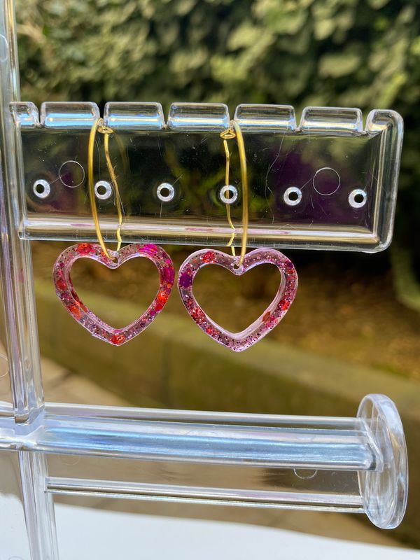 Duranberk Design-El Yapımı Epoksi Yıldız &amp; Kalp Küpe