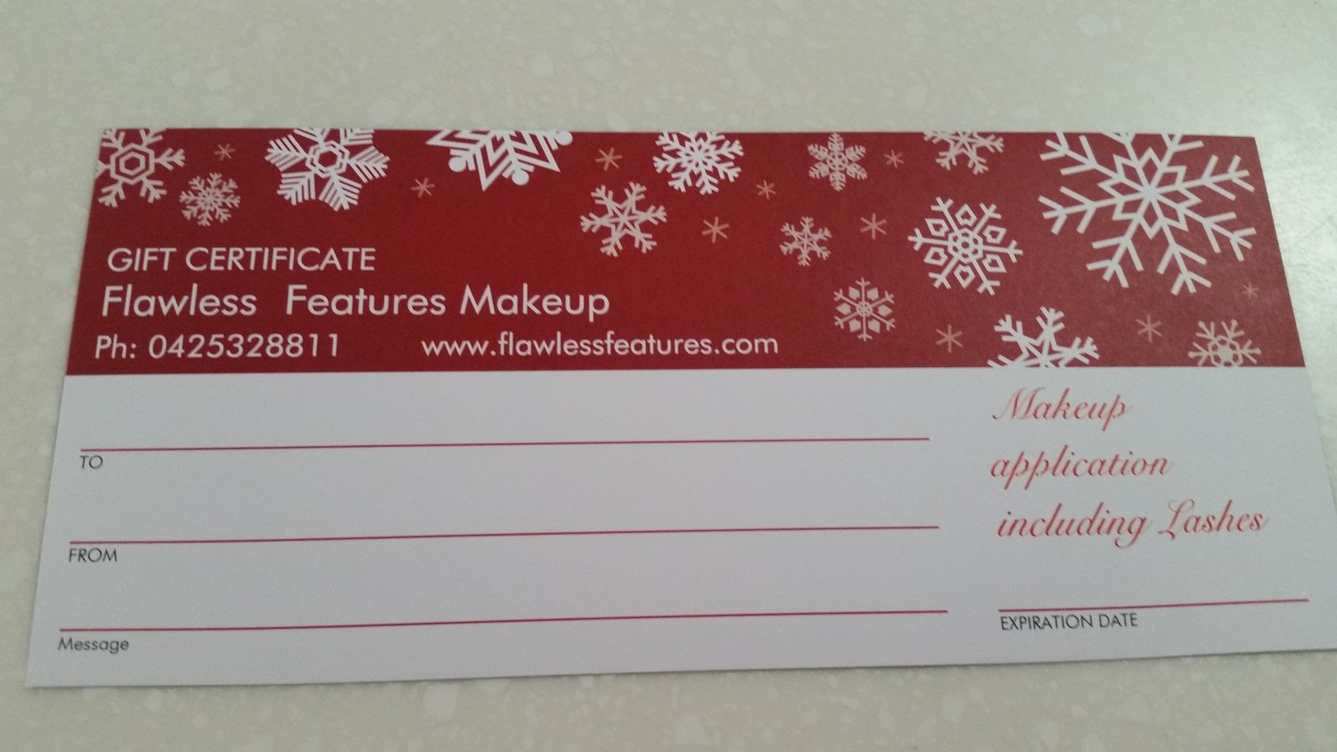 Gift Voucher for hair and makeup application