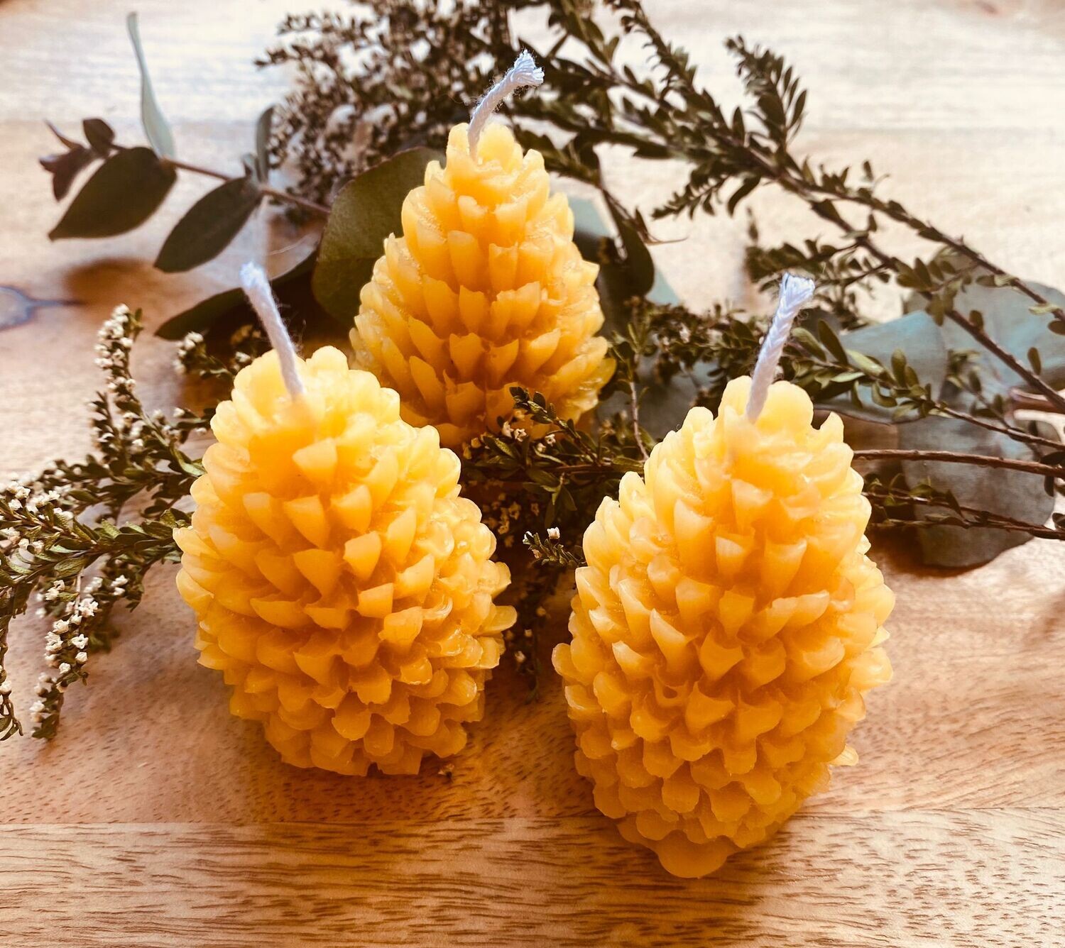 100% Pure Beeswax Pinecone Candles