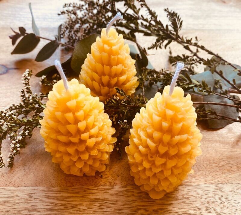 100% Pure Beeswax Pinecone Candles