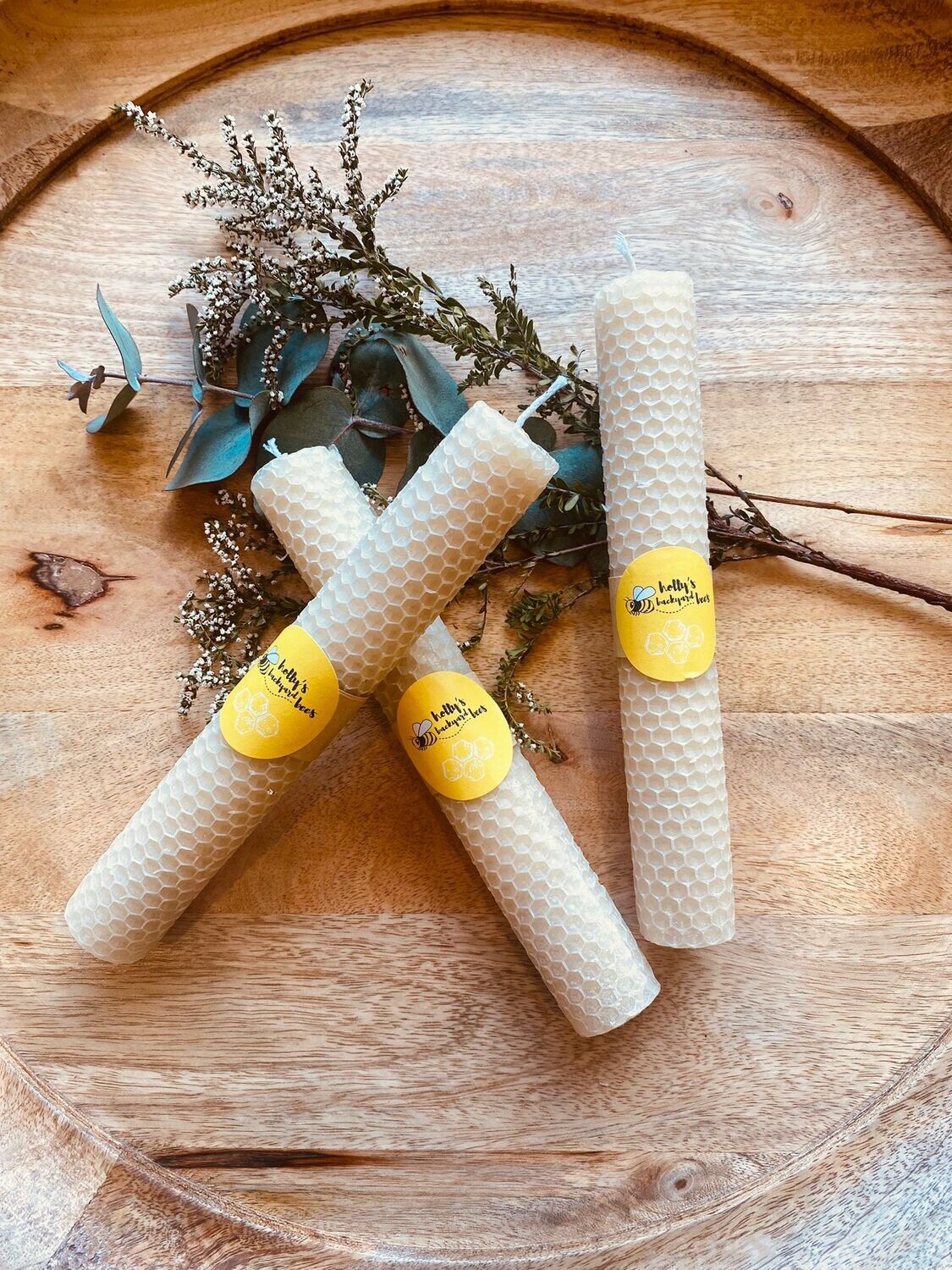 100% Pure Beeswax Rolled Pillar Candles