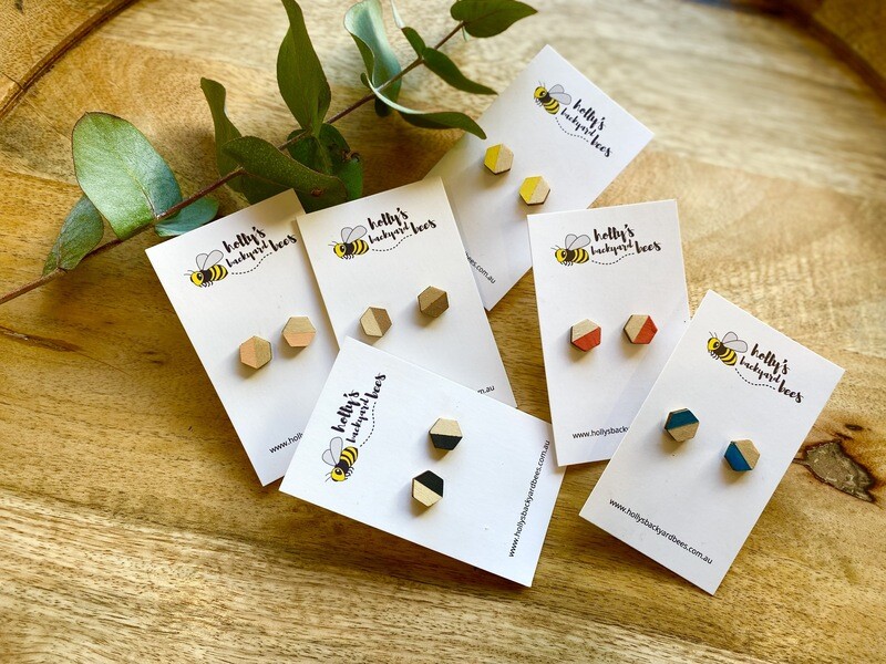 Wooden hexagon earrings