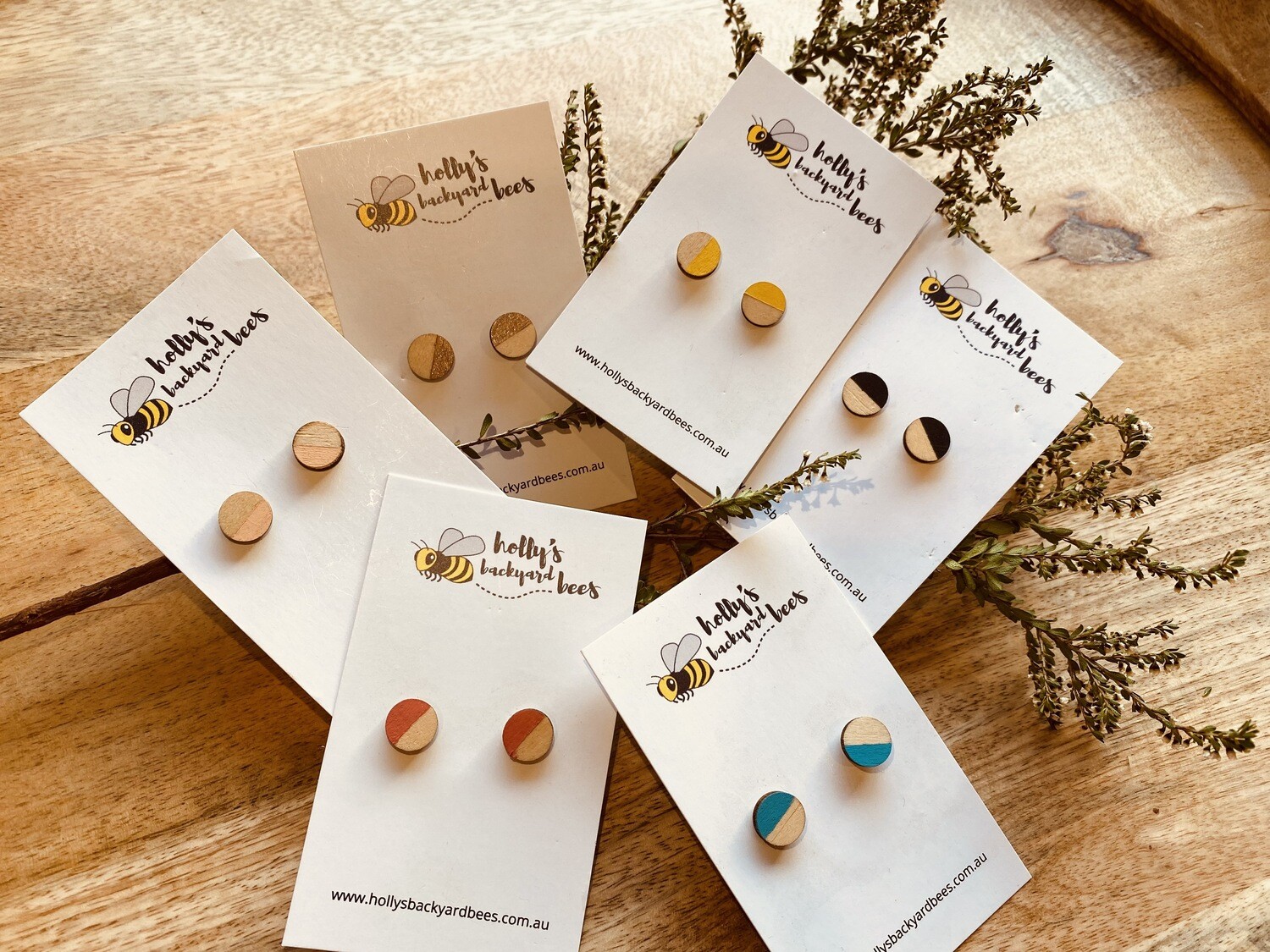 Wooden round earrings