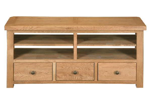 Brooklyn Oak 3 Drawer + 4 Shelf TV Unit