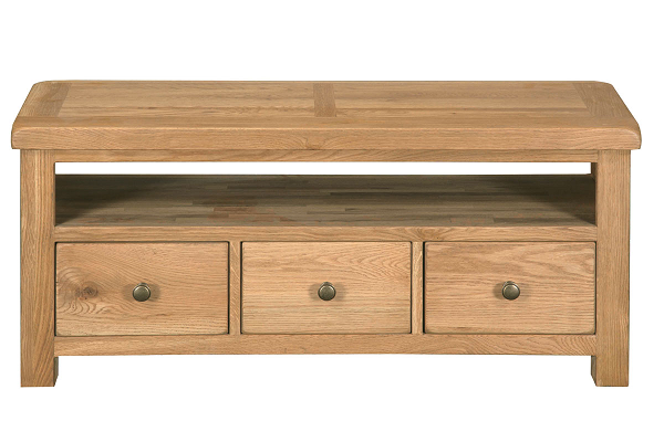 Brooklyn Oak 3 Drawer & 1 Shelf TV Unit
