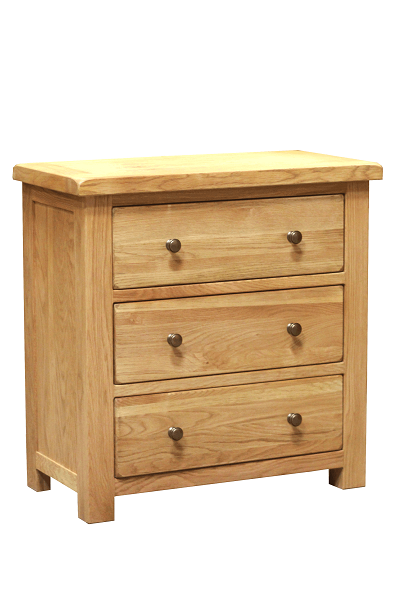 Brooklyn Oak 3 Drawer Wide Wellington Chest