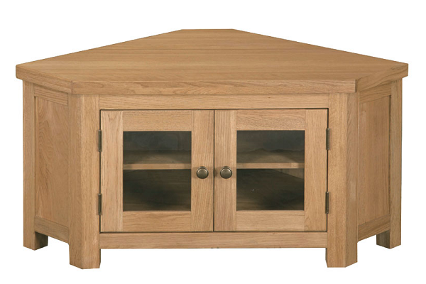 Brooklyn Oak Glass Door Corner TV Unit