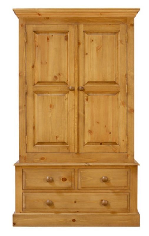 Essex Pine 3" Gents Wardrobe + 3 Rows of Drawers