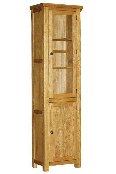 Brooklyn Oak Slim Half Glass Door Bookcase