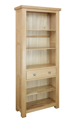 Regent Oak Tall Bookcase with Drawer