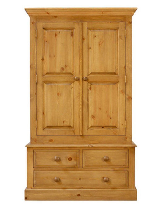Essex Pine 4" Double Bank Wardrobe + 2 Rows of Drawers