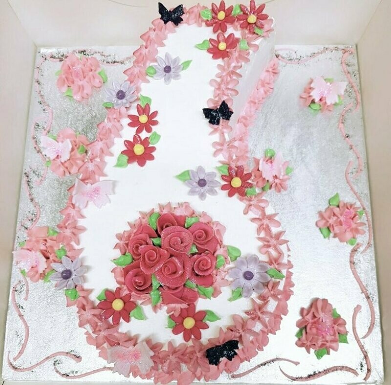 Flower themed number cake