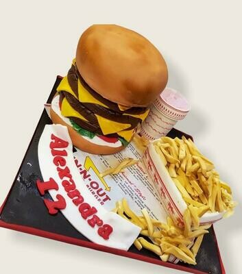3D In n Out Burger and Chips Cake