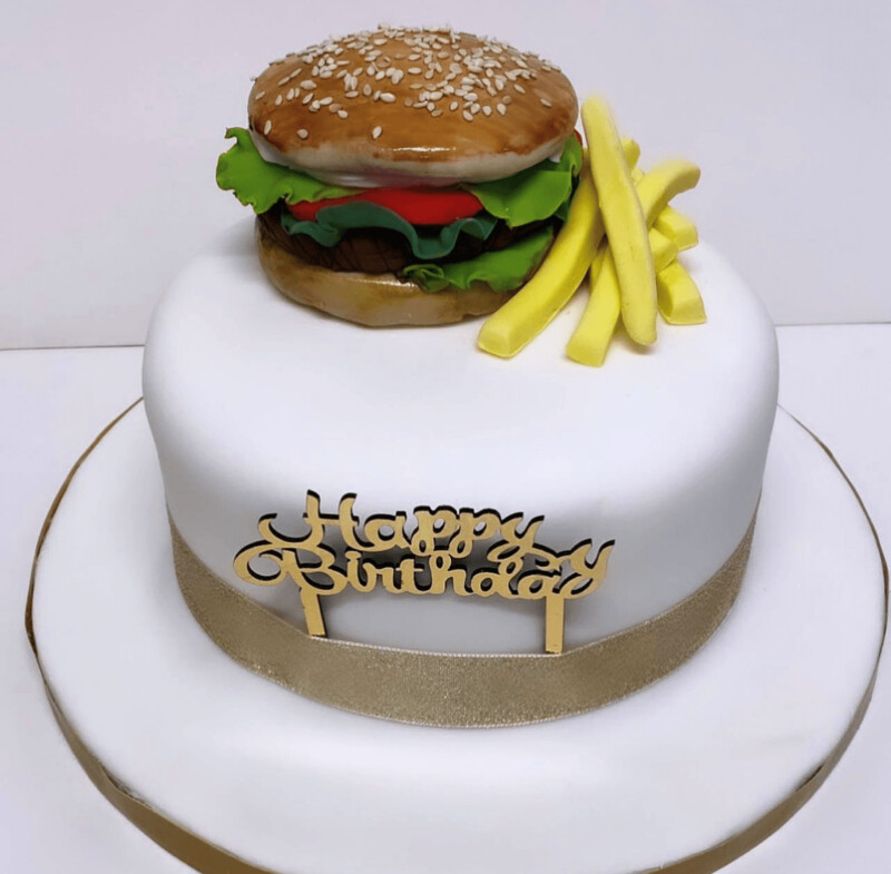 Burger and Chips Cake