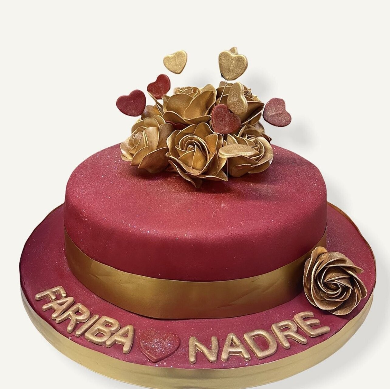 Gold and Red Birthday Cake