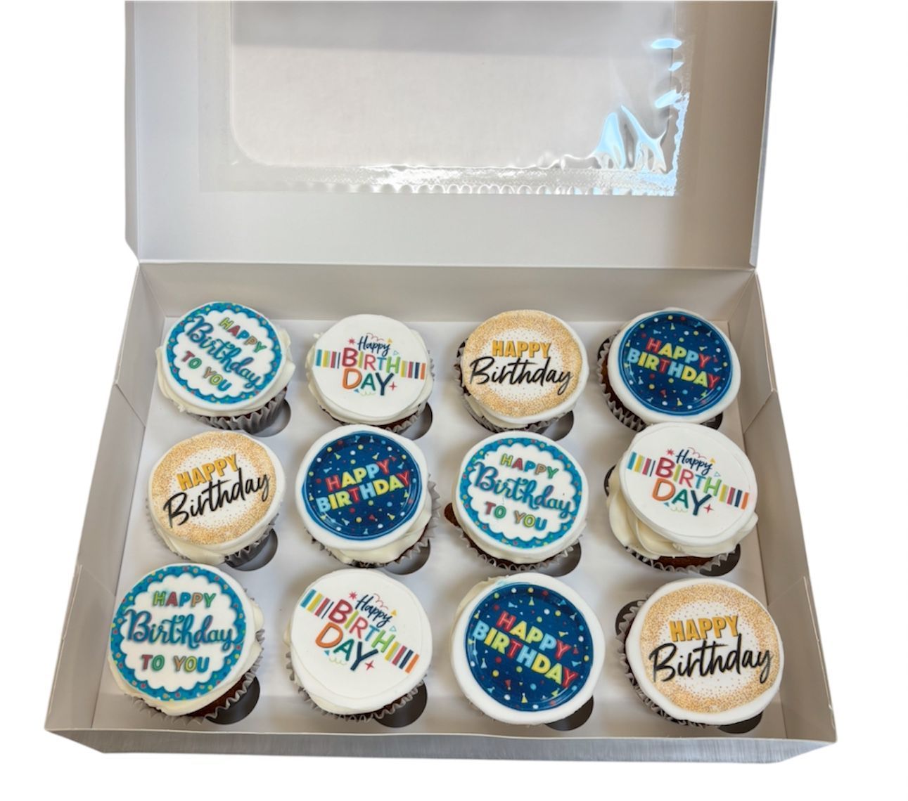 Happy Birthday Cupcakes - box of 12