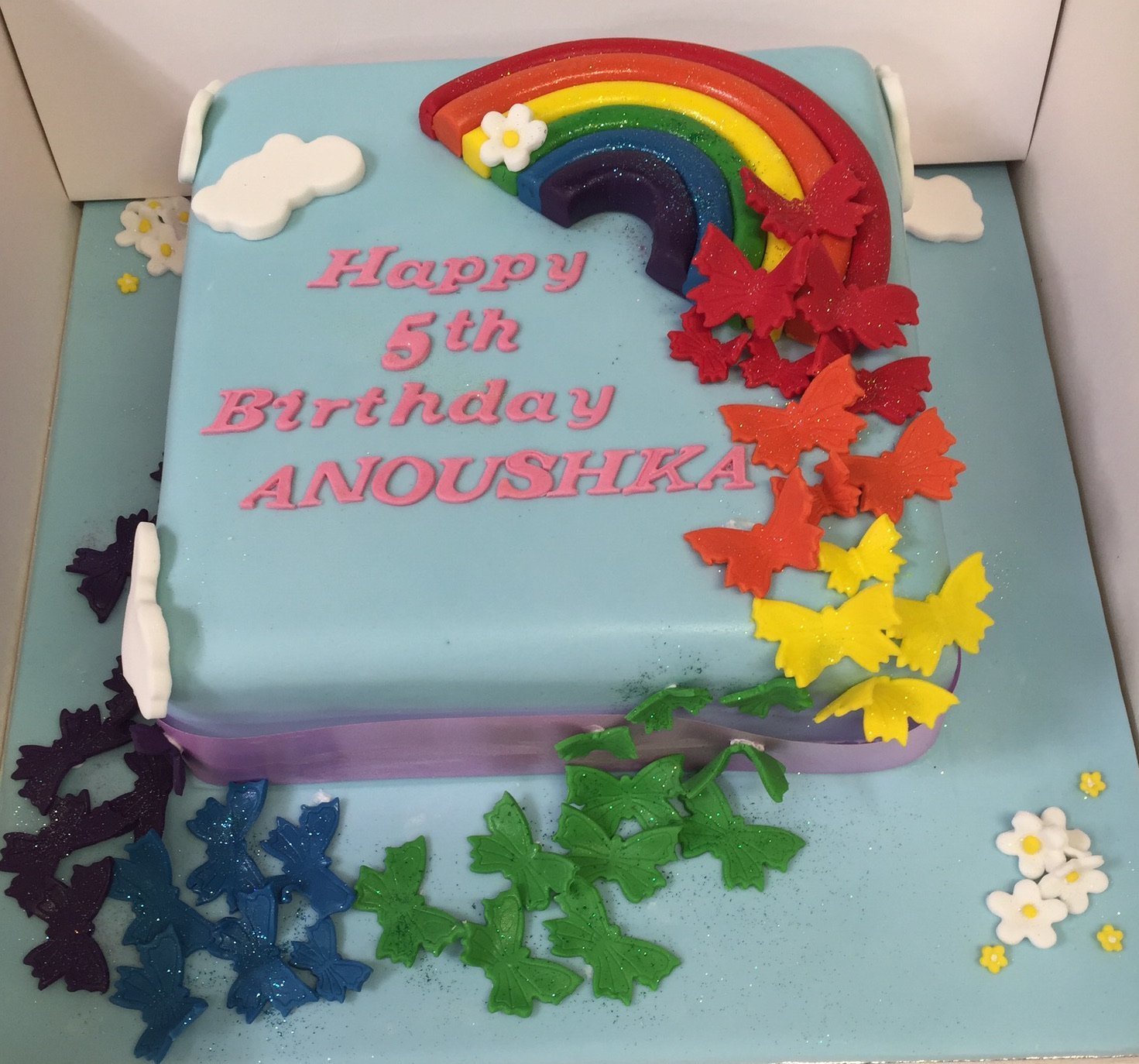 Rainbow and Butterflies Cake
